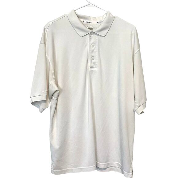 Columbia Men's Short Sleeve Golf Polo Shirt White Size L vented back mesh lined - Picture 1 of 8